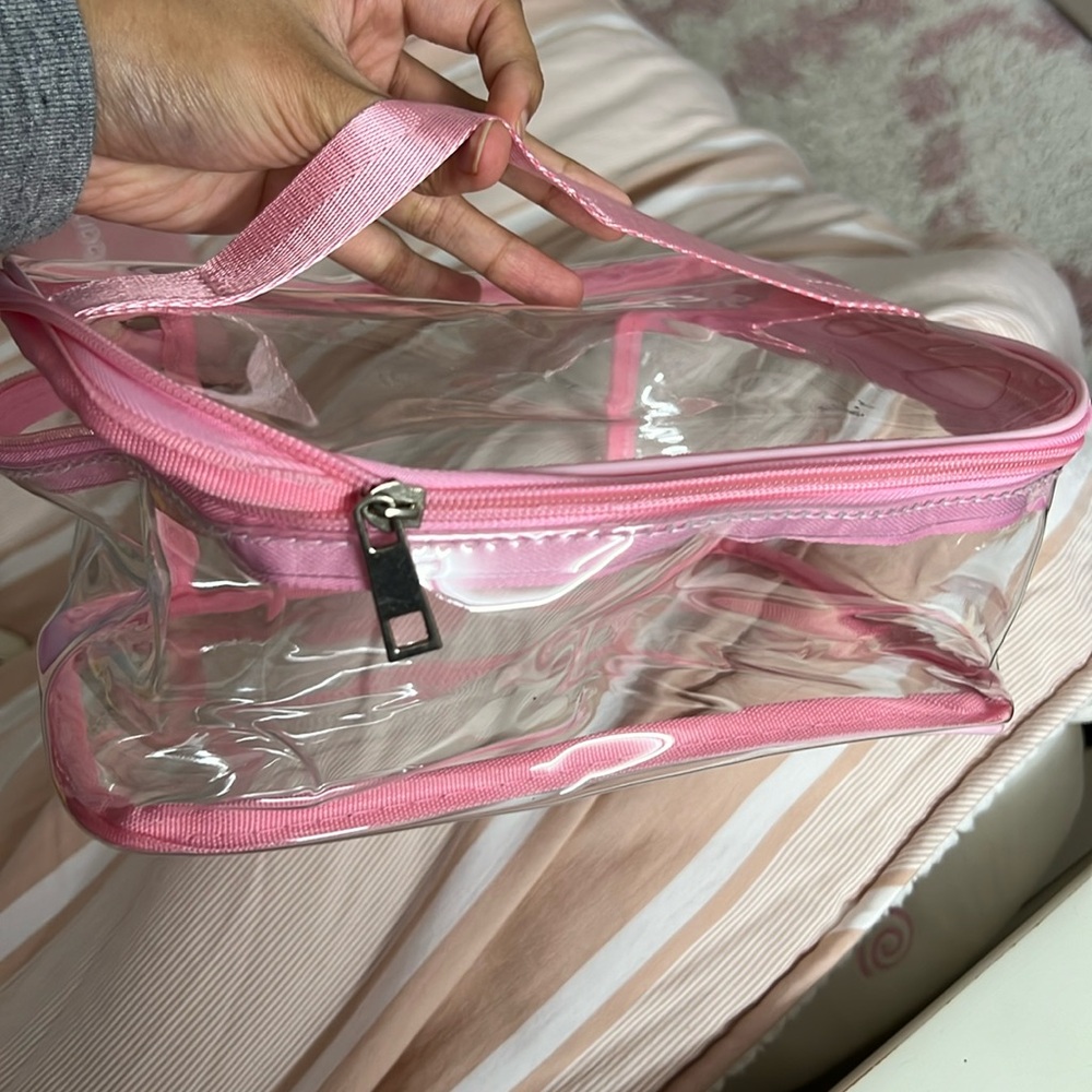 pink clear beauty pouch